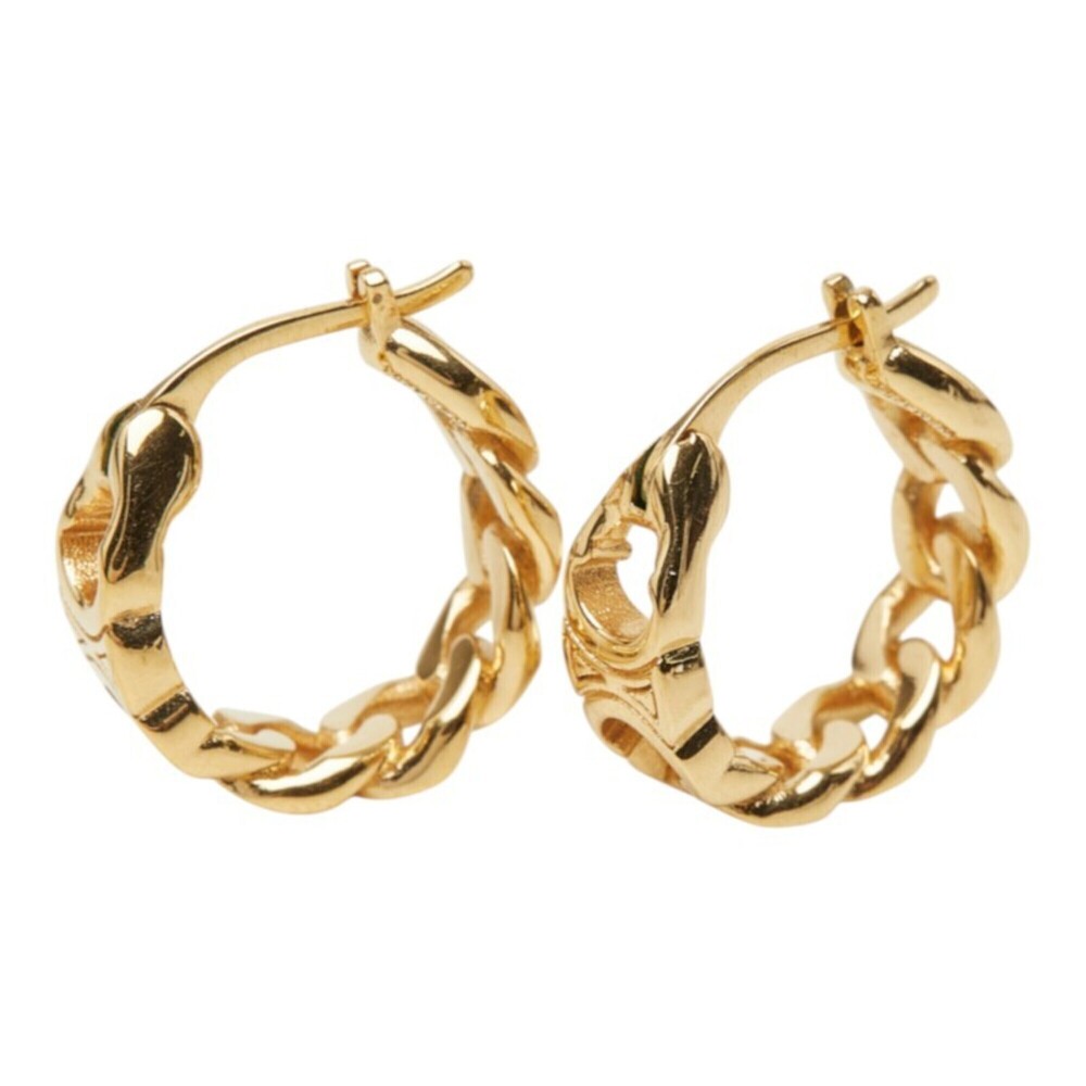 Celine Triomphe Gourmet Small Hoop Earrings, Chain Motif, 460TM6BRA, Gold Pla...